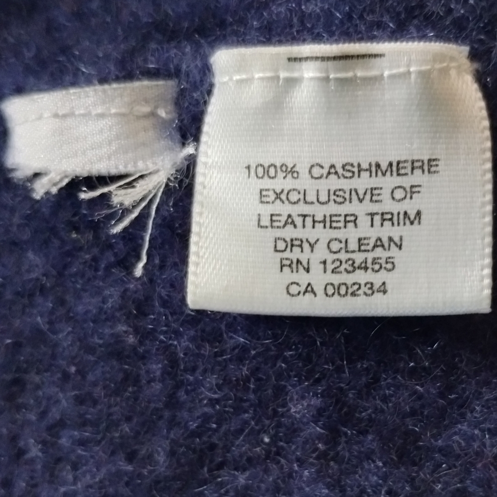 Lord & Taylor 100% Cashmere Long Cardigan • Navy • Leather Pockets - Picture 5 of 7